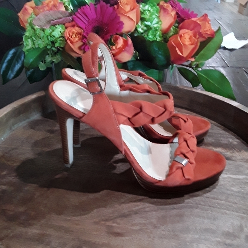 Calvin Klein | Licia braided burnt orange heels - Picture 3 of 5
